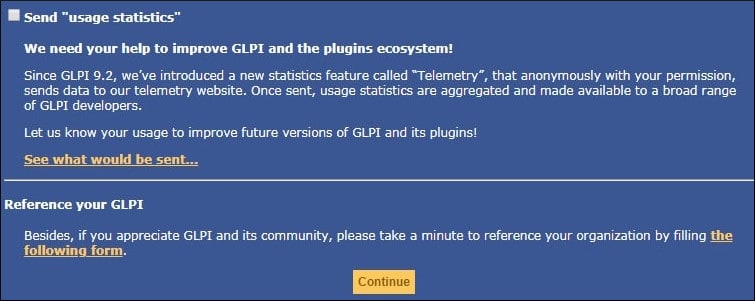 GLPI Usage statistics